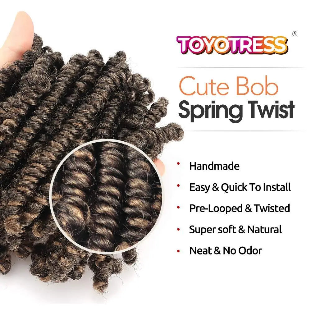 Toyotress Bob Spring Twist Crochet Synthetic Braiding Hair Extensions